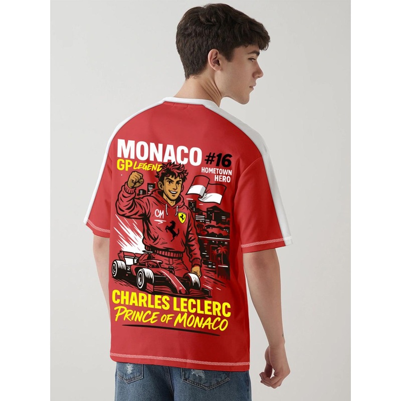 Crazymonk Oversized Price Of Monaco Graphic Printed Cotton T-Shirt
