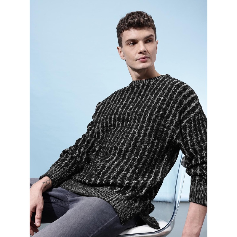 glitchez Cable Knit Relaxed Pullover