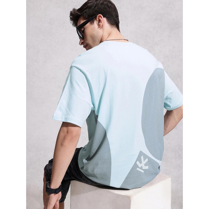 WROGN Pure Cotton Geometric Printed Oversized T-shirt