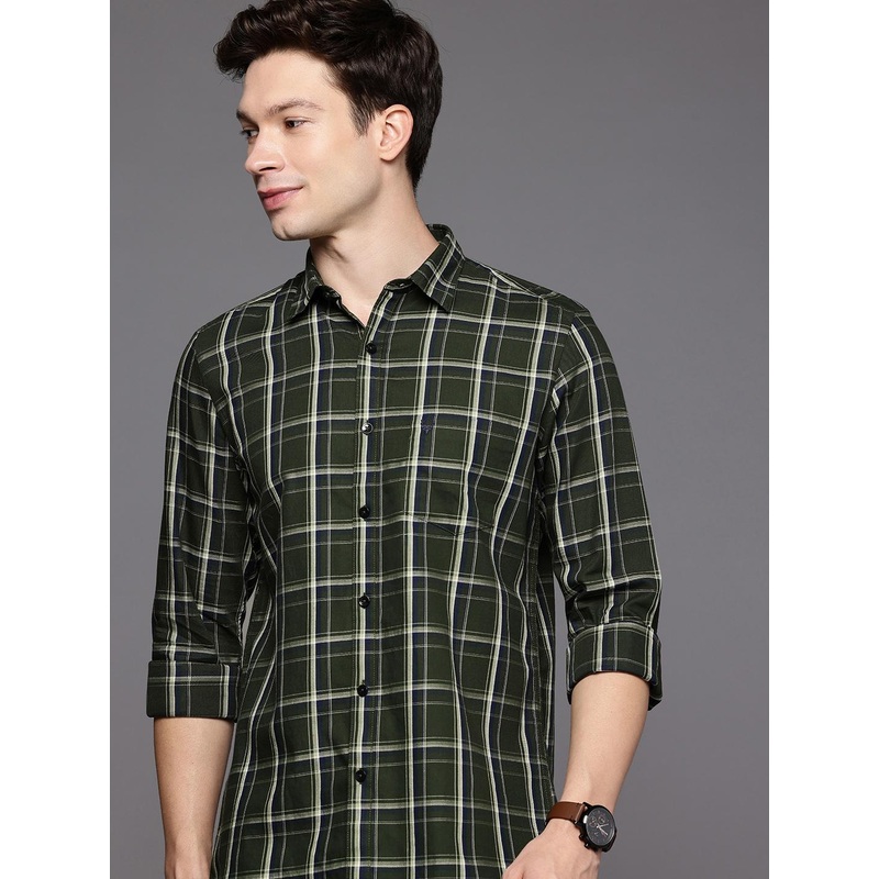 Allen Solly Custom Slim Fit Checked Pure Cotton Casual Shirt