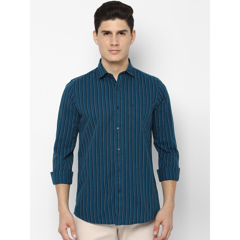 Allen Solly Men Navy Blue & Black Slim Fit Checked Casual Shirt