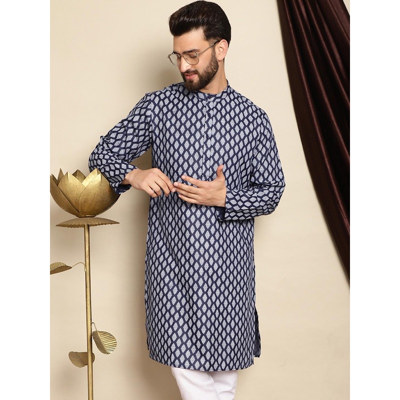 Anouk Ethnic Motifs Mandarin Collar Long Sleeves Thread Work Kurta