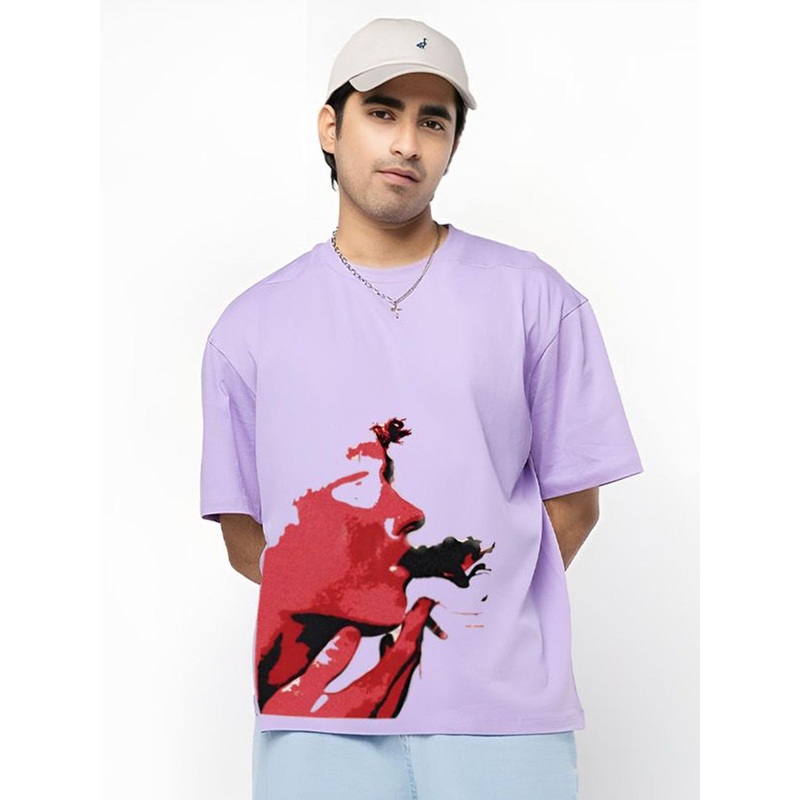 BDSQUARE Men Graphic Printed Round Neck Oversized Cotton T Shirt