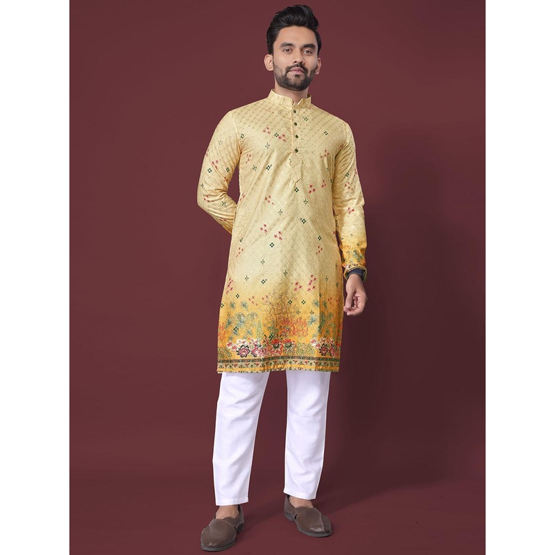 CHARLOTTE GRACIOUS Men Floral Printed Sequinned Shadow Work Kurta
