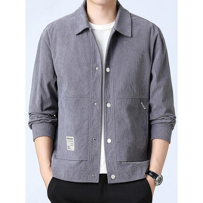Grey Solid Windcheater Tailored Jacket with Spread Collar