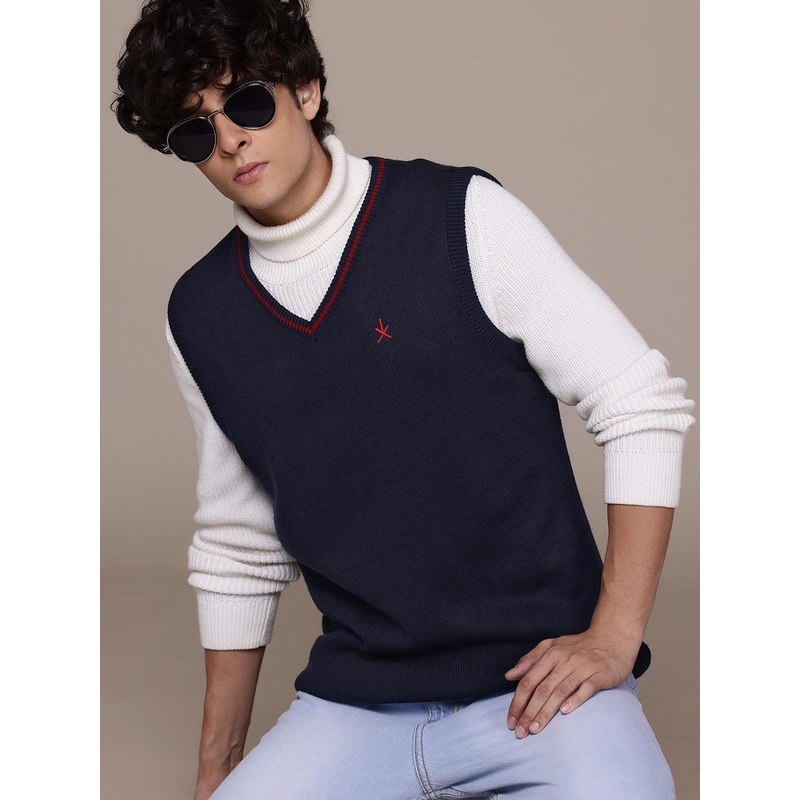 The Roadster Lifestyle Co. Ribbed Longline Pure Acrylic Sweater Vest