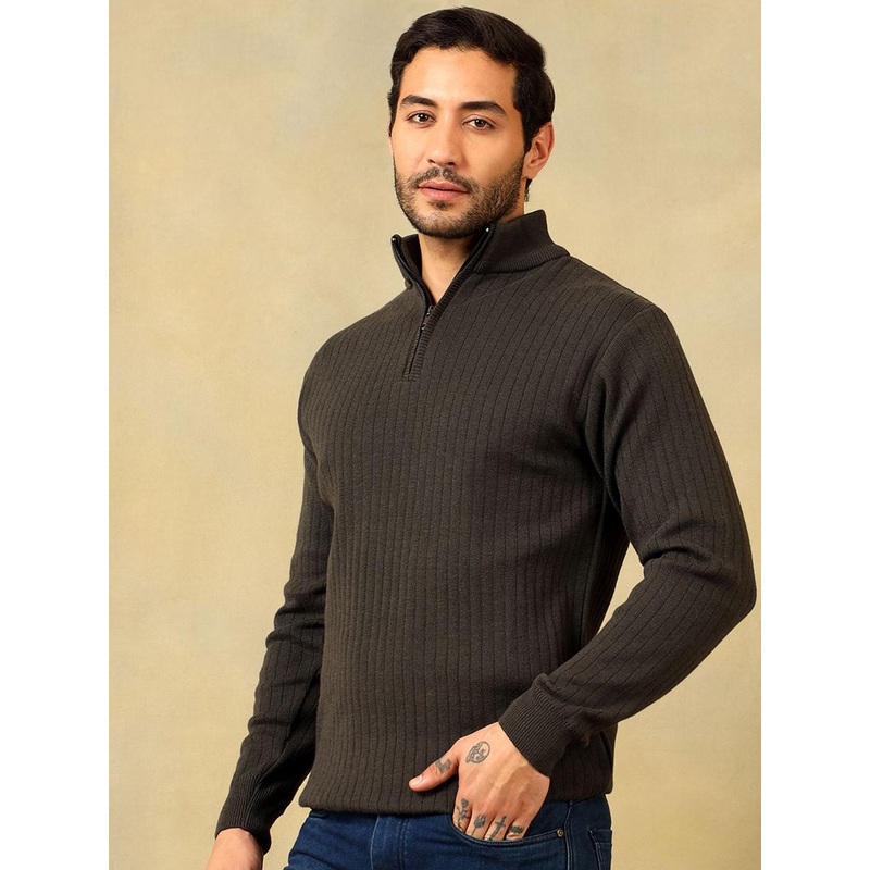 Voxmonks Men Ribbed Half Zipper Pullover