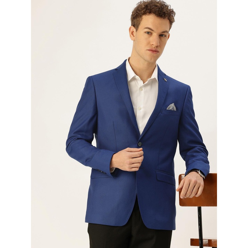 Peter England Neo Slim Fit Self Design Textured Single-Breasted Formal Blazer