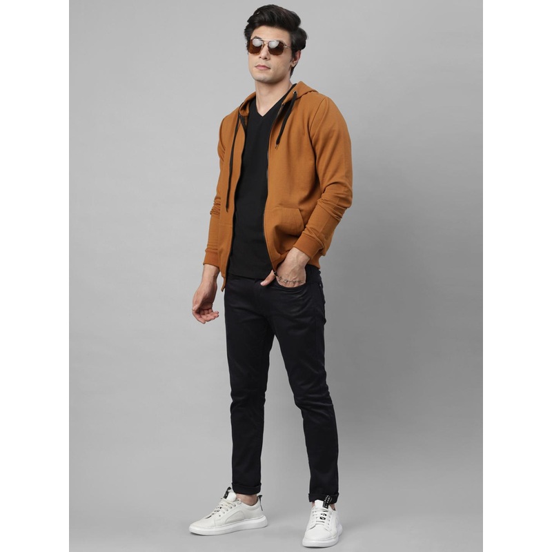 Rigo Men Solid Open Hooded Casual Pullover Sweatshirt