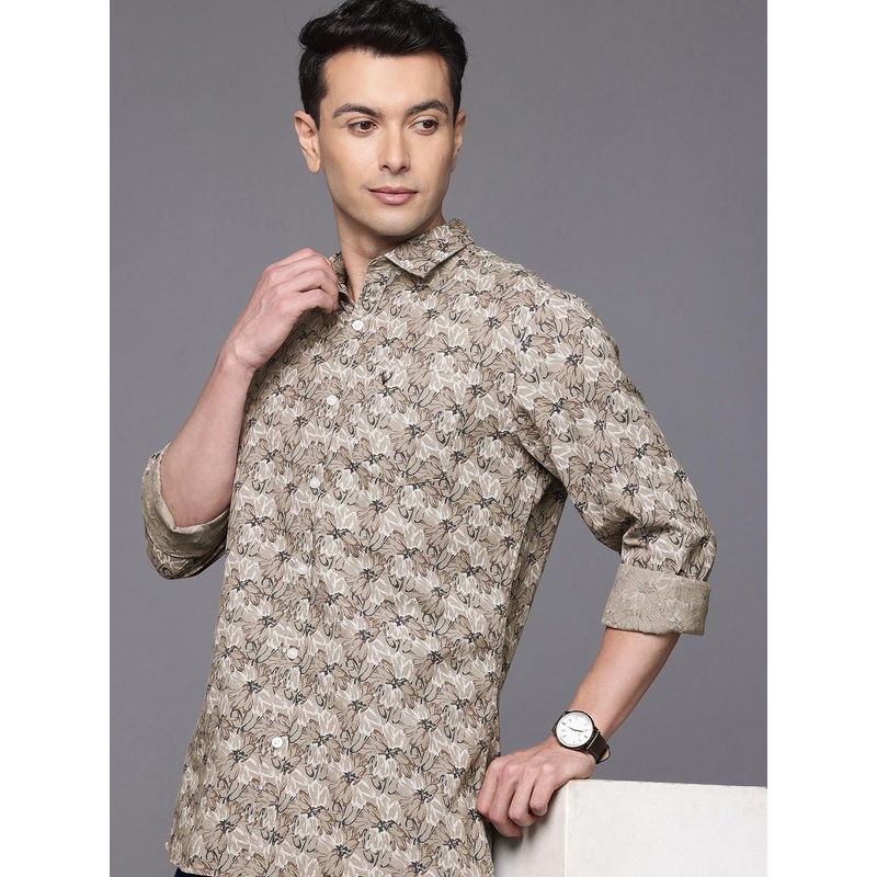 Allen Solly Cotton-Linen Custom Floral Printed Casual Shirt