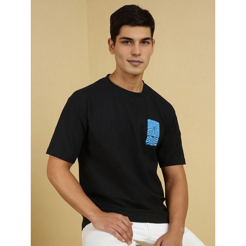 Allen Solly Men Graphic Printed Round Neck Cotton Oversized T-shirt
