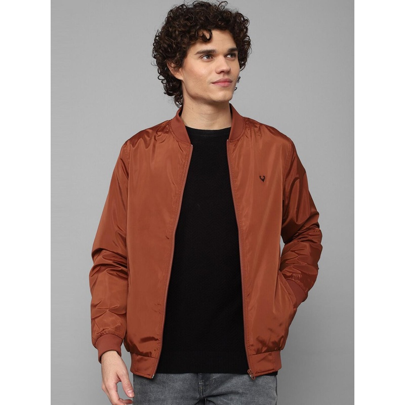 Allen Solly Men Rust Orange Bomber Jacket