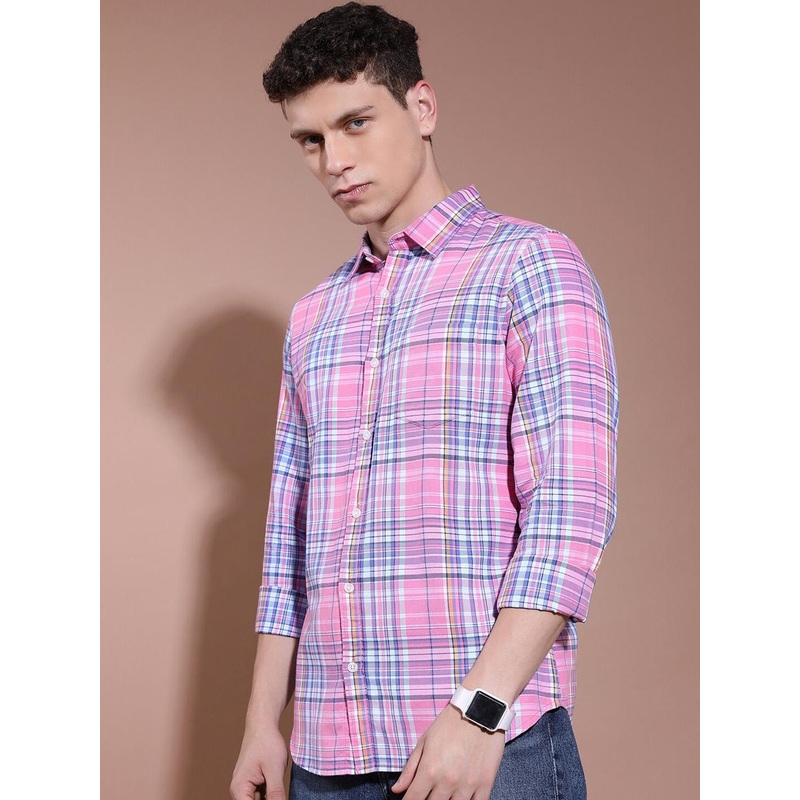 HIGHLANDER Men Slim Fit Tartan Checked Casual Shirt