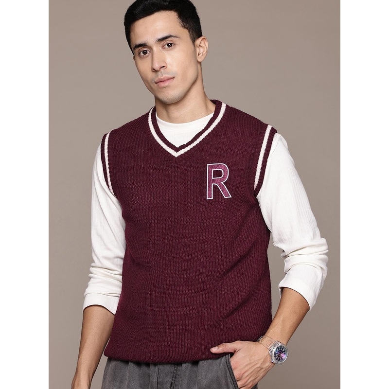The Roadster Lifestyle Co. Men Ribbed Acrylic Sweater Vest