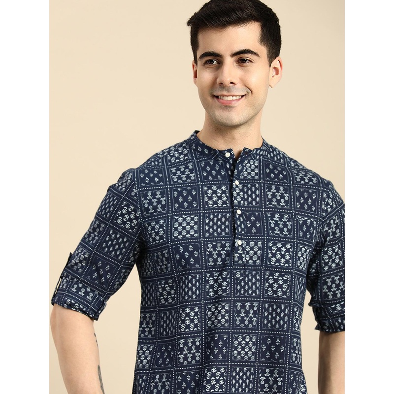 Anouk Men Floral Printed Floral Pure Cotton Short Kurta
