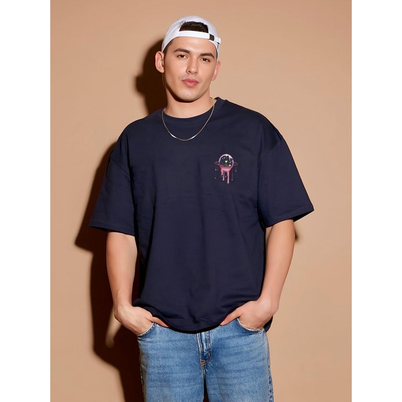 BDSQUARE Men Graphic Printed Drop-Shoulder Sleeves Cotton T-shirt