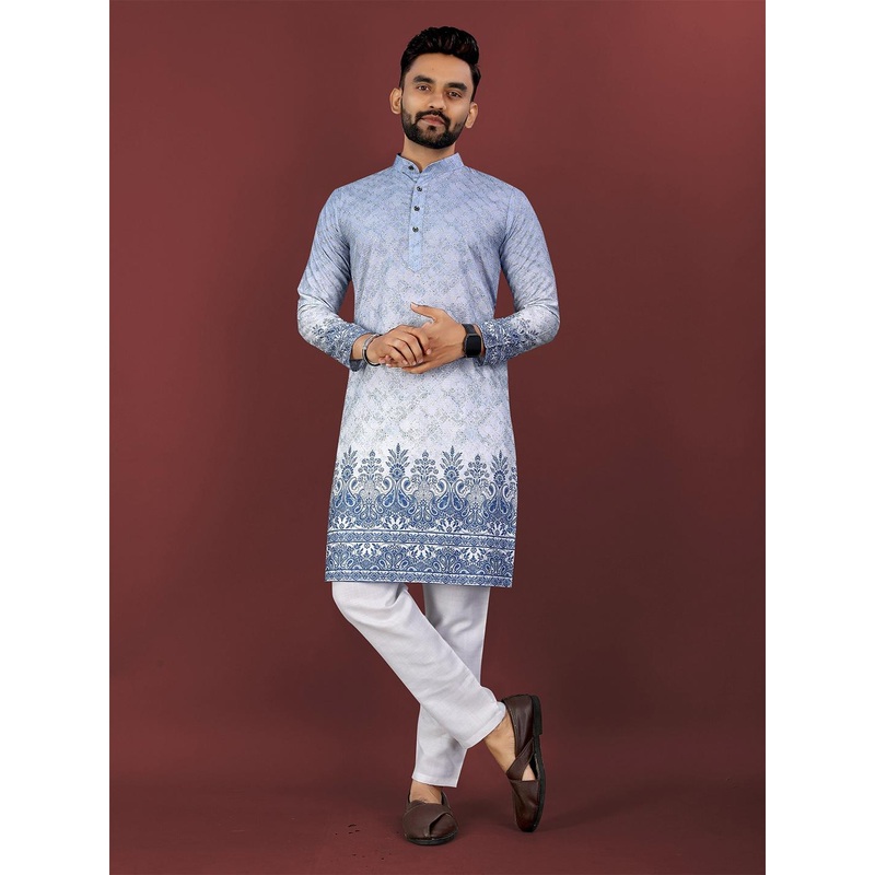CHARLOTTE GRACIOUS Men Ethnic Motifs Woven Design Band Collar Sequins Kurta