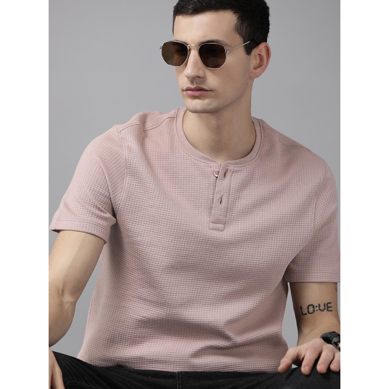 The Roadster Lifestyle Co. Self-Design Henley Neck T-shirt