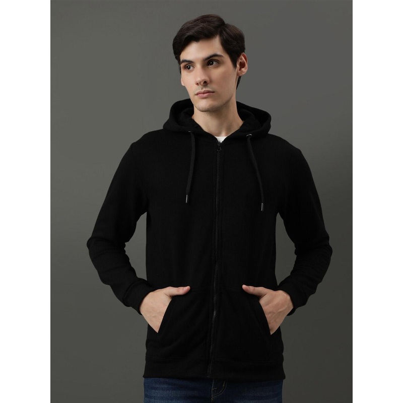 ADRO Long Sleeves Cotton Hood Front-Open Sweatshirt