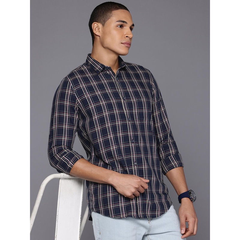 Allen Solly Pure Cotton Comfy Slim Fit Checked Casual Shirt