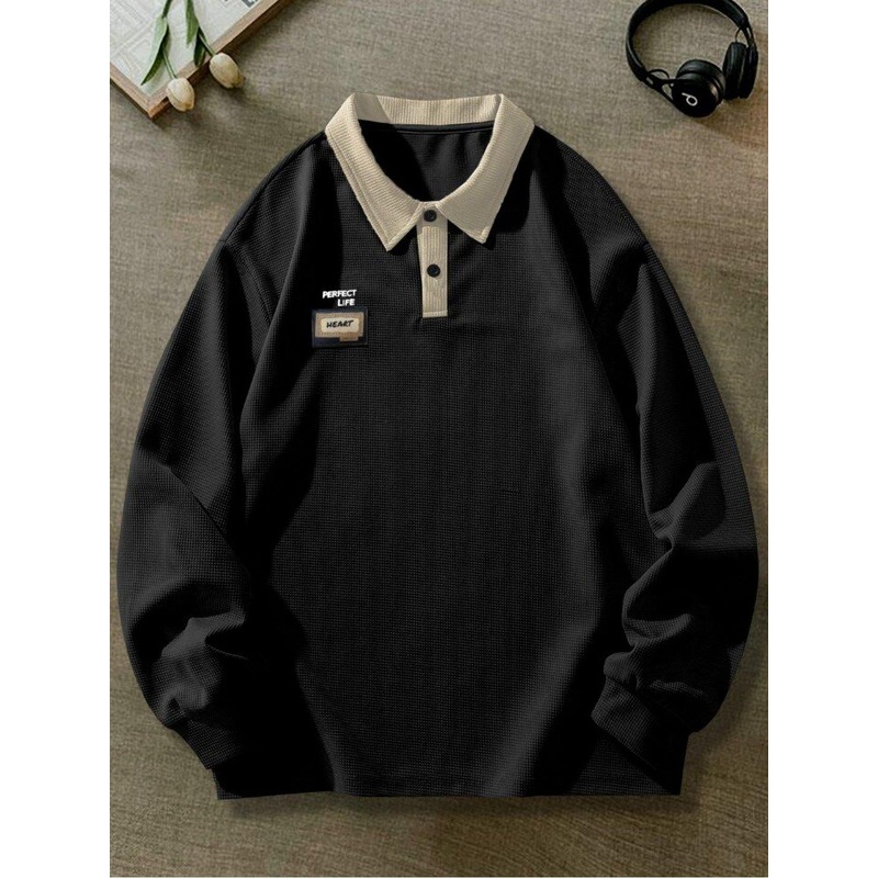 AVEJO Men Self Design Polo Collar Pure Cotton Oversized T-shirt