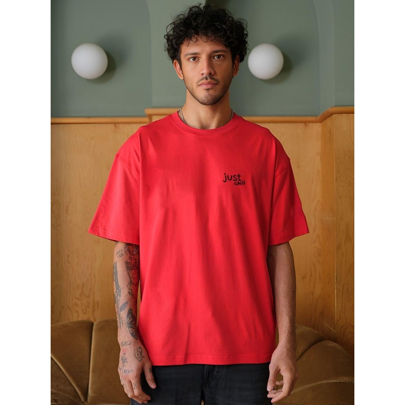 BDSQUARE Just Chill Shin Chan Printed Round Neck Pure Cotton Oversized T-shirt