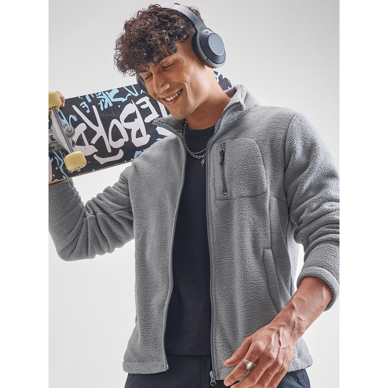 HIGHLANDER High Neck Regular Fit Front Open Sweatshirt