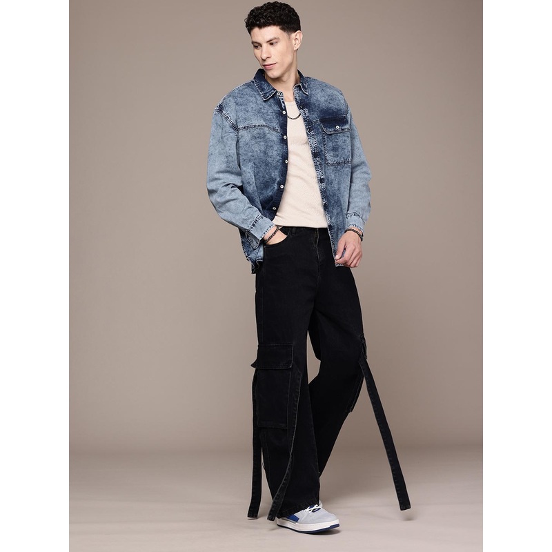 Roadster Men Faded Oversized Denim Casual Shirt