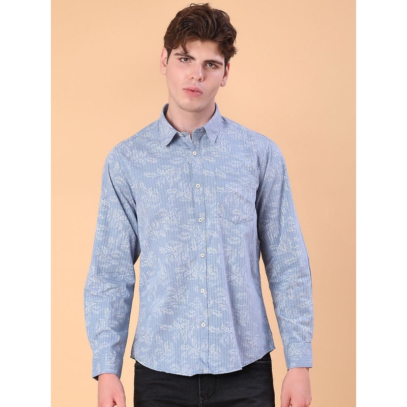 V-Mart Men Floral Printed Spread Collar Cotton Dobby Casual Shirt