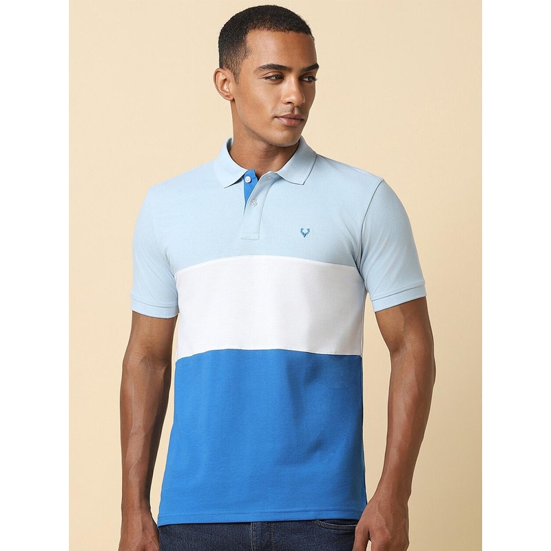 Allen Solly Colourblocked Polo Collar Pure Cotton T-shirt