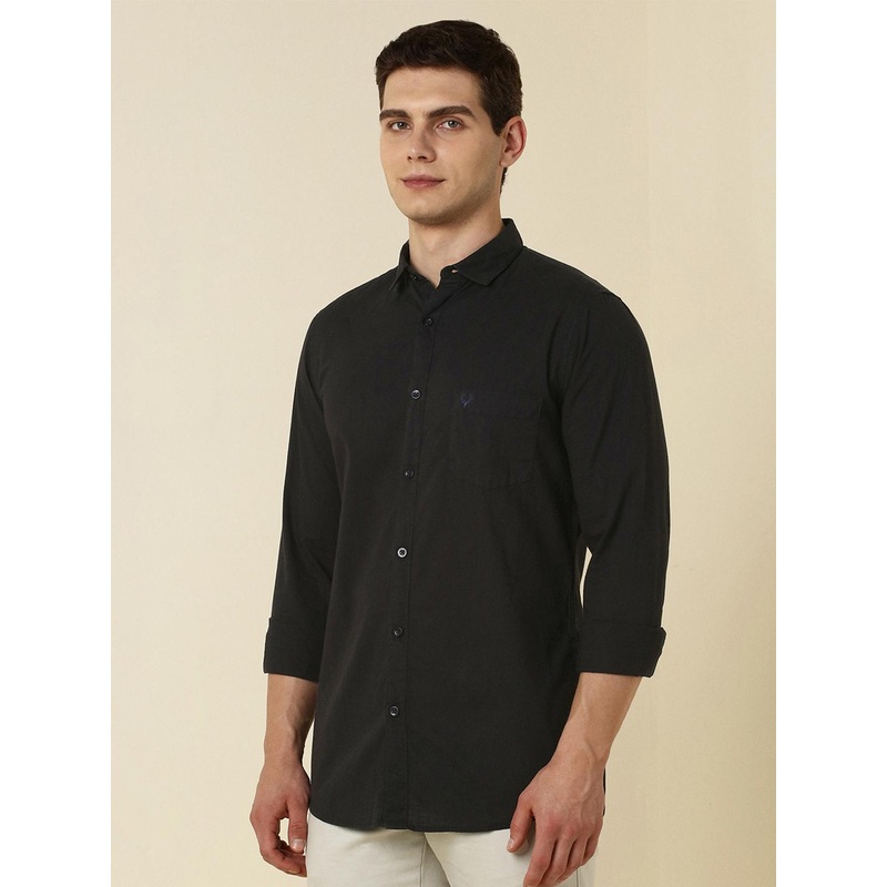 Allen Solly Men Black Slim Fit Solid Casual Shirt