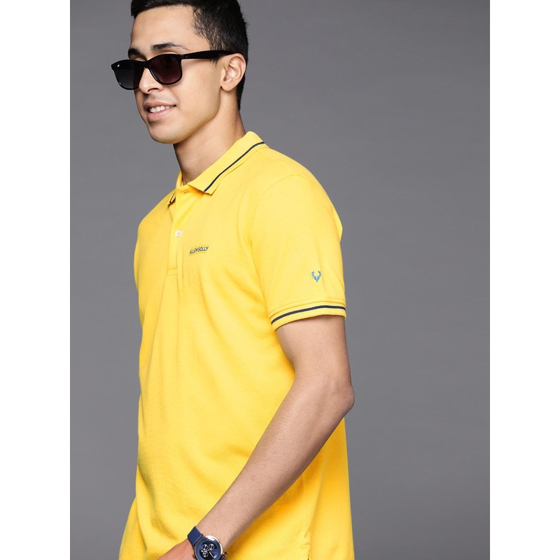 Allen Solly Men Yellow Solid Polo Collar T-shirt