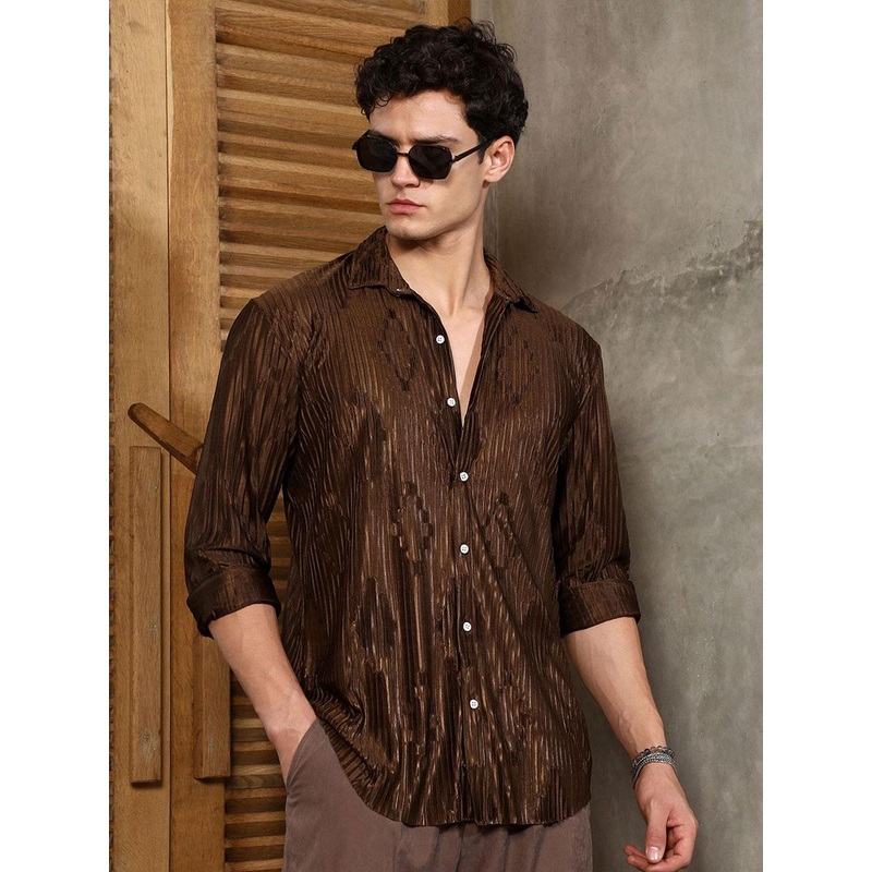 Campus Sutra Men Self Design Comfort Casual Shirt