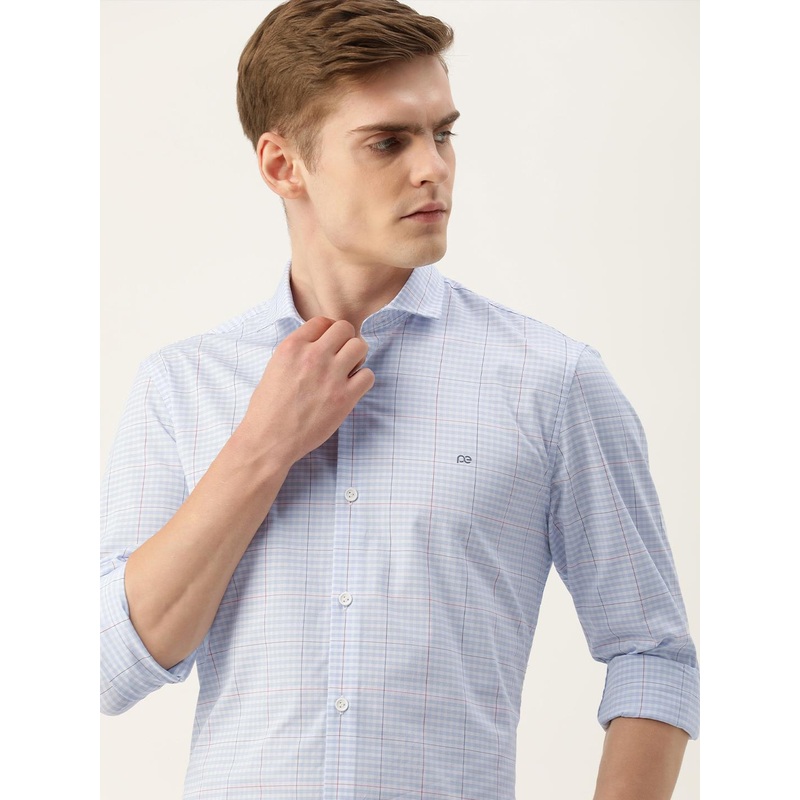 Peter England Men Super Slim Fit Checked Semiformal Shirt