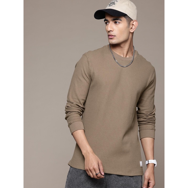 The Roadster Lifestyle Co. Textured Knit Long Sleeve T-shirt