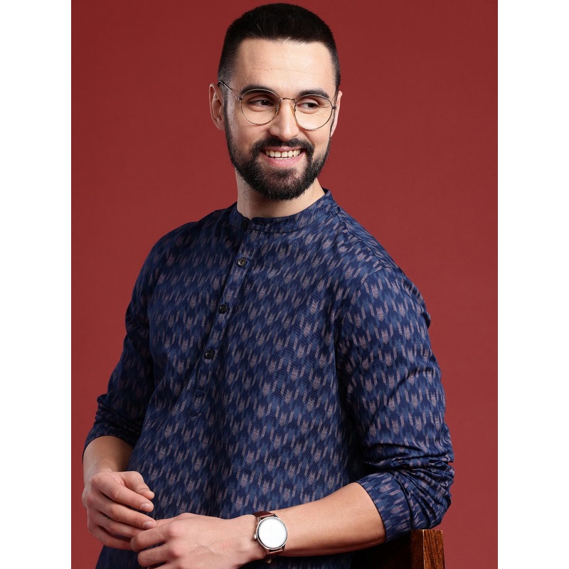 Anouk Ikkat Printed Indigo Short Kurta