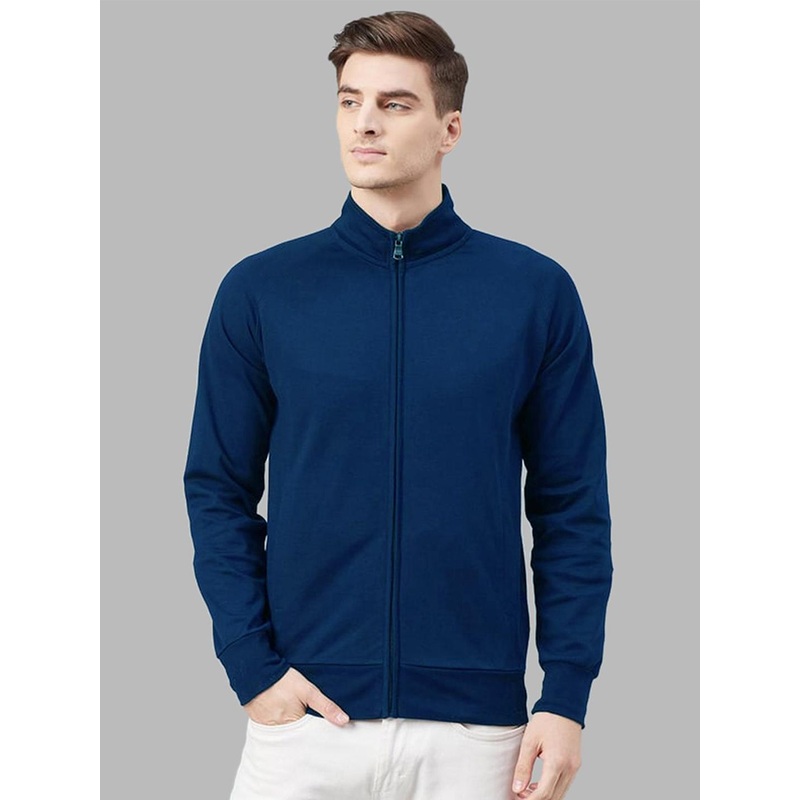 AUSK Men Mock Collared Long Sleeves Ribbed Front Open Sweatshirt