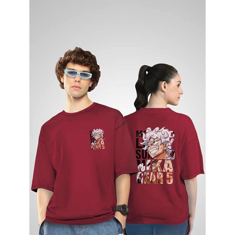BAESD Unisex Twistform Twinny Zone Pack Of 2 Anime15 Printed Cotton Oversized T-shirts