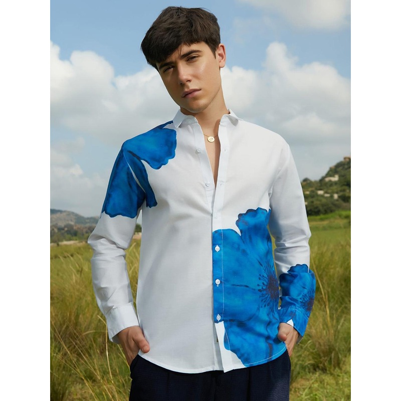 Campus Sutra Men Relaxed Fit Spread Collar Floral Printed Cotton Casual Shirt