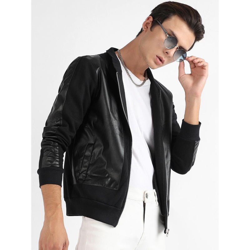 Campus Sutra Windcheater Cotton Leather Jacket