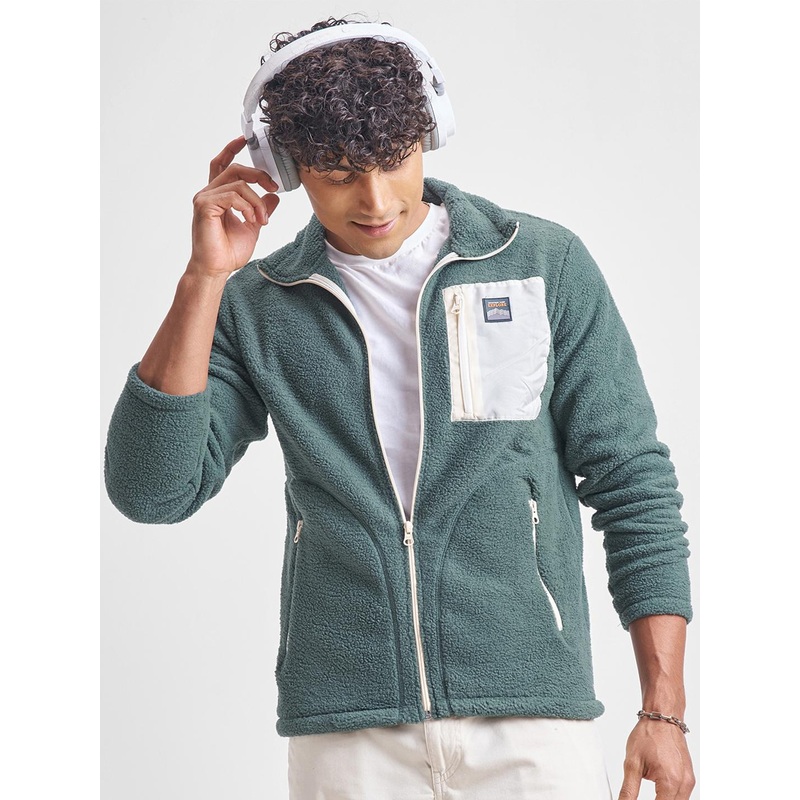 HIGHLANDER Mock Collar Front-Open Sweatshirt