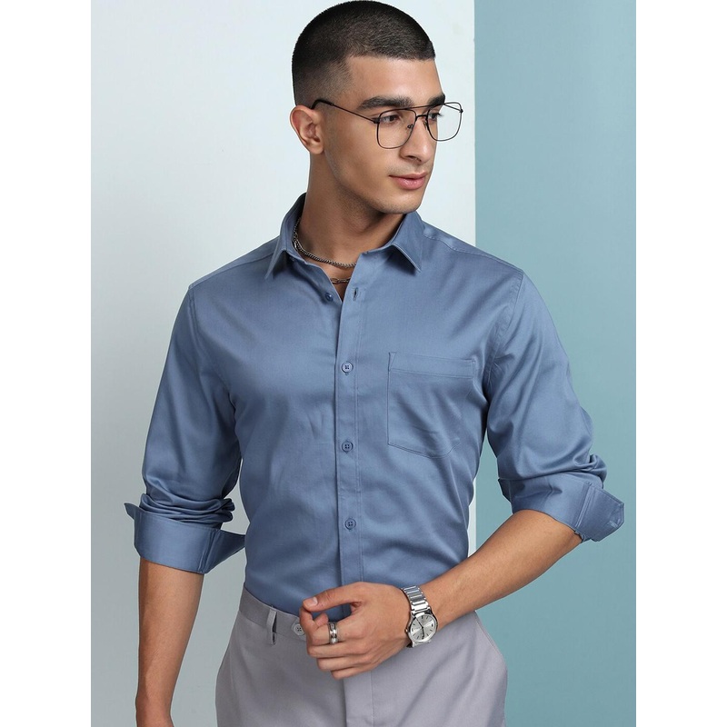 HIGHLANDER Regular Fit Spread Collar Full Sleeve Shirt