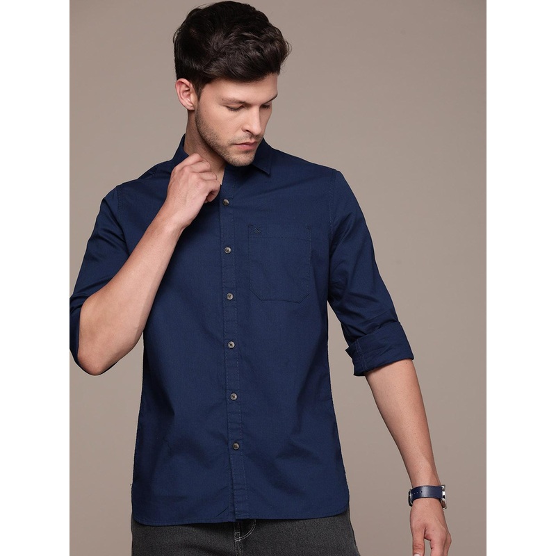 WROGN Self Design Slim Fit Pure Cotton Casual Shirt