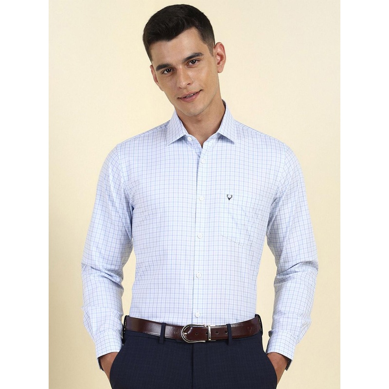 Allen Solly Men Slim Fit Grid Tattersall Checks Checked Formal Shirt