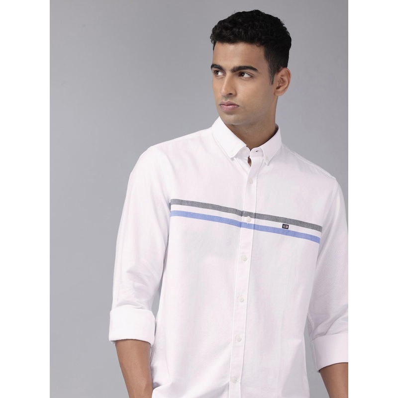 Arrow Sport Manhattan Slim Fit Striped Pure Cotton Casual Shirt