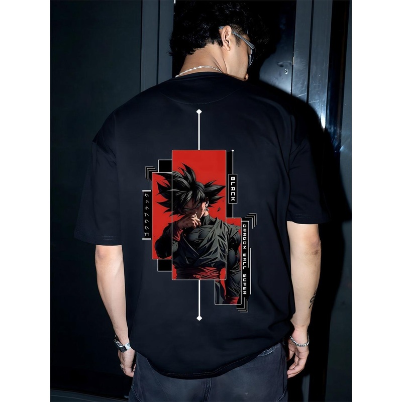 BDSQUARE Men Graphic Printed Round Neck Pure Cotton Oversized T-shirt