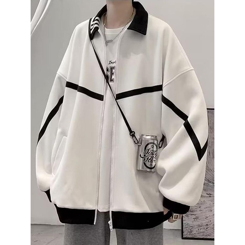 Men’s Casual Colourblocked Regular Jacket with Spread Collar