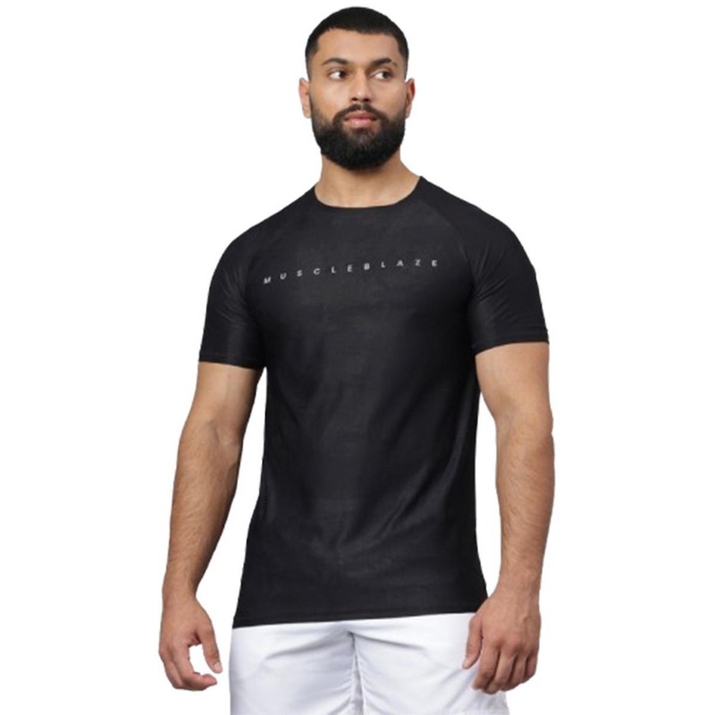 MuscleBlaze Men Brand Logo Printed Round Neck Compression T-shirt