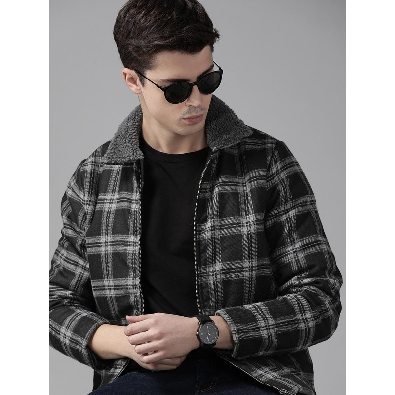 Roadster Men Checked Padded Jacket