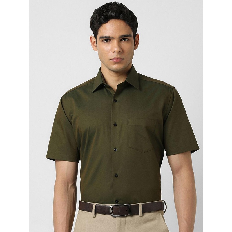 Van Heusen Men Spread Collar Solid Cotton Formal Shirt